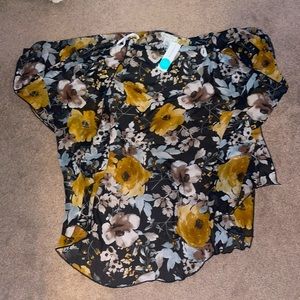 Emory Park, Caley Open Front Woven, Large, Black with Yellow flowers